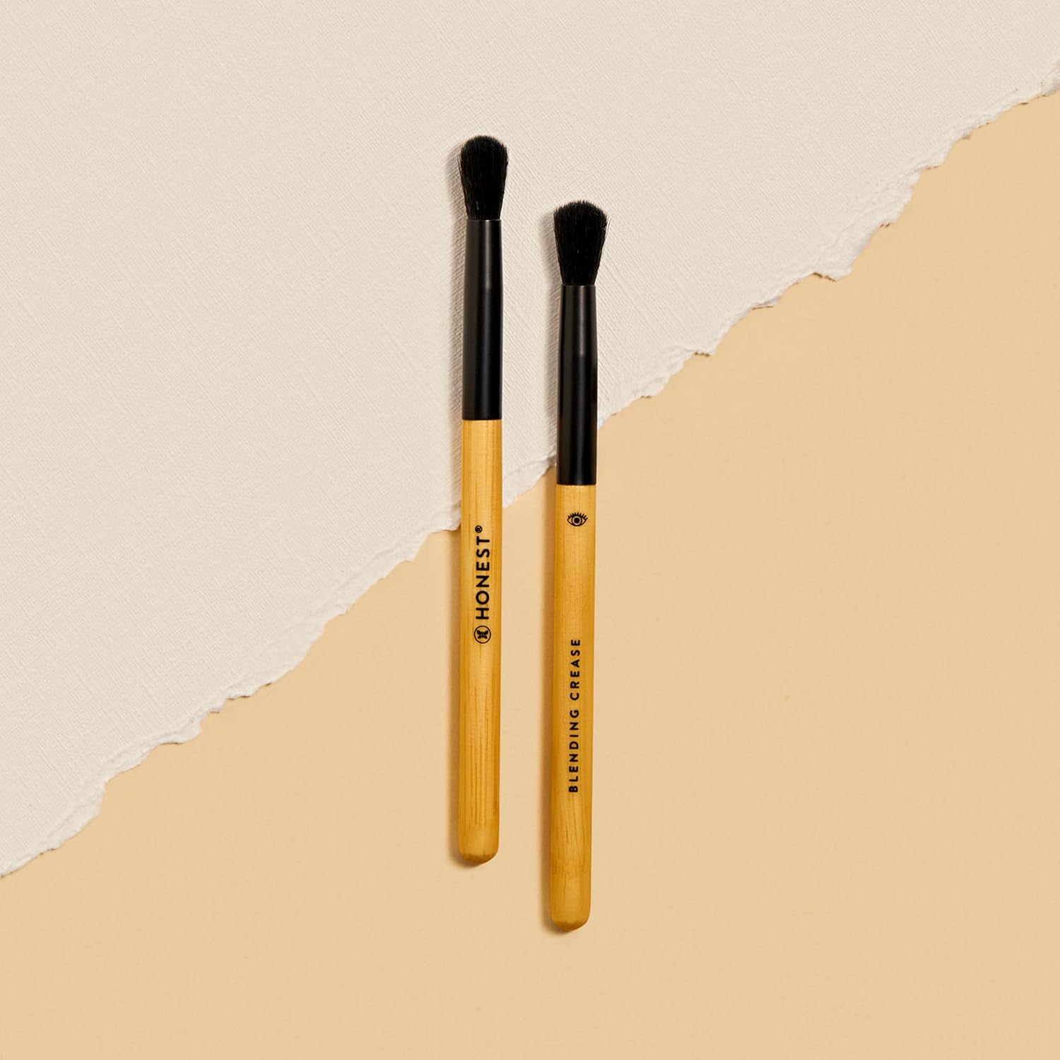 Honest Beauty Blending Crease Eyeshadow Brush | Renewable Bamboo, Synthetic Bristles, Tapered | Cruelty Free (Pack of 2)