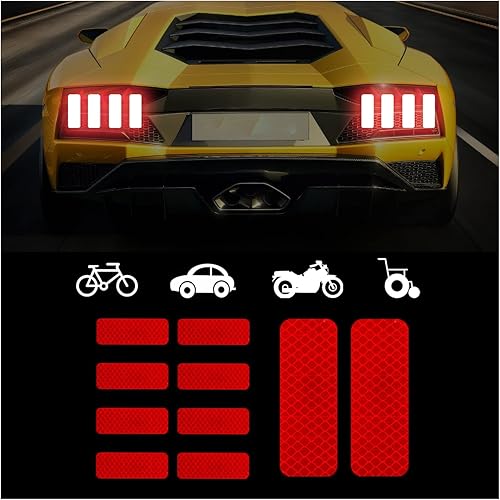 Adhesivos reflectantes fuertes, 10 calcomanías de advertencia de seguridad de alta intensidad, adhesivo autoadhesivo de visibilidad nocturna,