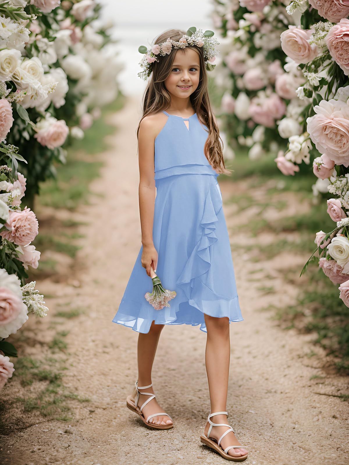 Vestido de fiesta de verano para niña sin mangas de princesa dama de honor boda