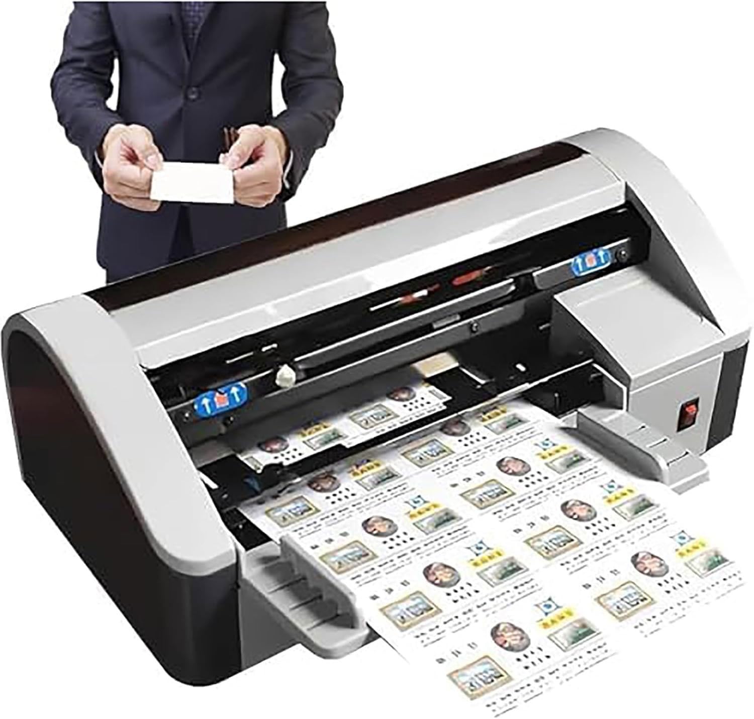 Taglierina automatica per biglietti da visita, taglierina elettrica, margine di taglio regolabile 5-15 mm, velocità 30-40 fogli/min per carte da 90 x 54 mm, uso professionale