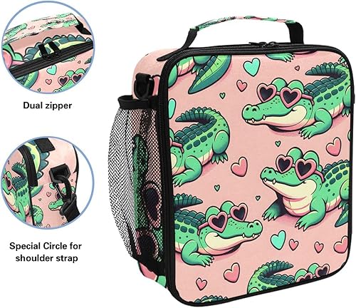 Vista 68 de Lonchera con diseño de caballo de girasol para niñas, bolsa de almuerzo aislada para niños, correa de hombro congelable para la escuela y la oficina