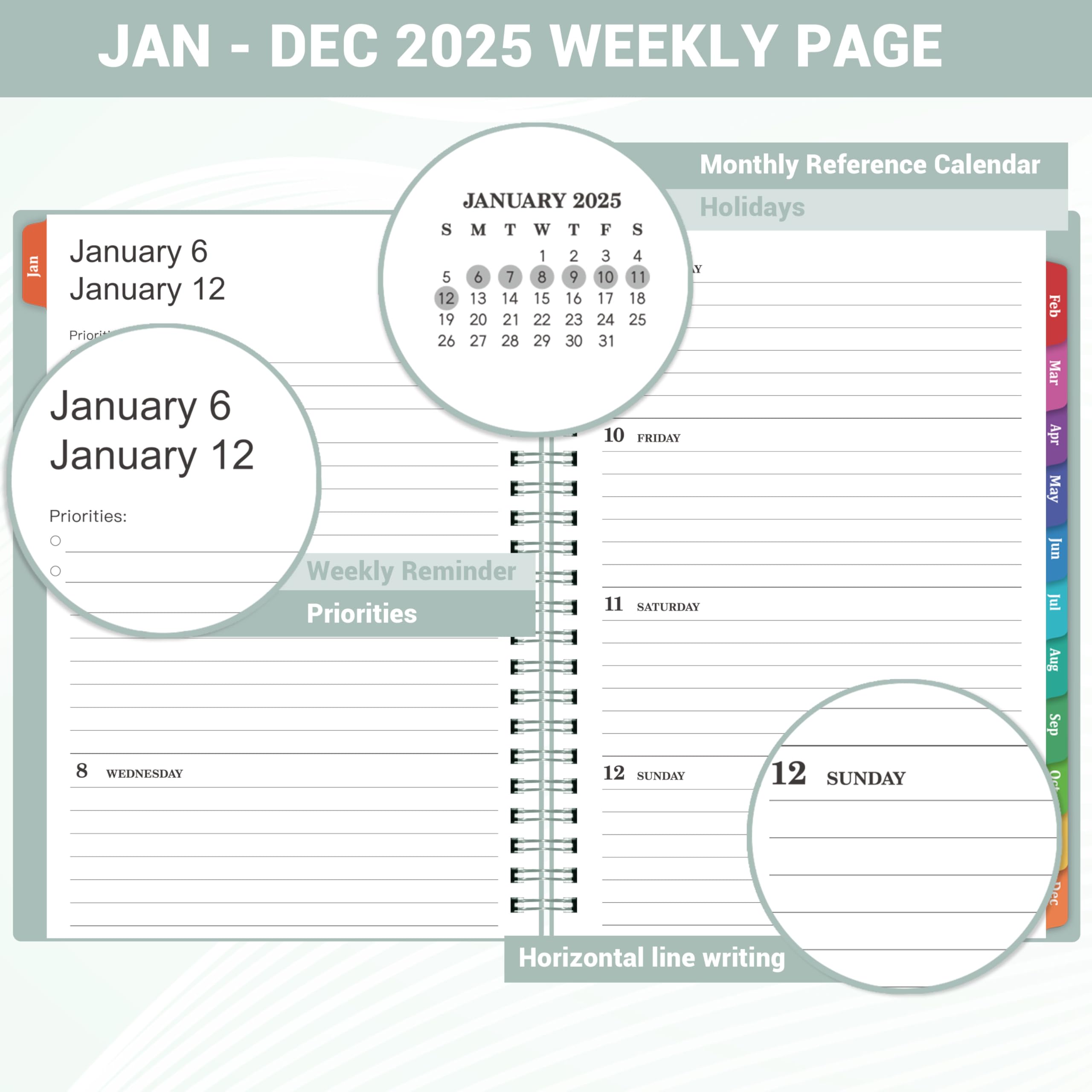 Snapklik.com : 2025 Planner - 2025 Weekly Monthly Planner, Calendar ...