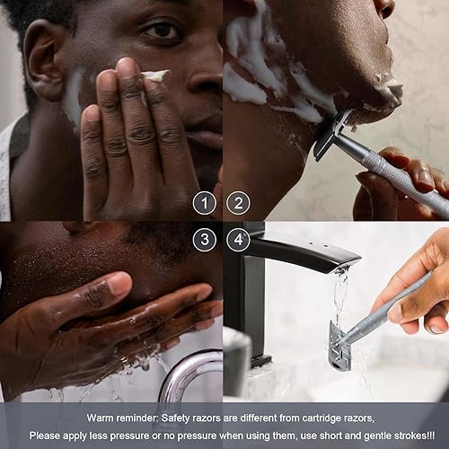 Miniatura 62 de Maquinilla de afeitar de seguridad de doble filo con soporte, maquinilla de afeitar de una sola hoja para hombres y mujeres, maquinilla de afeitar
