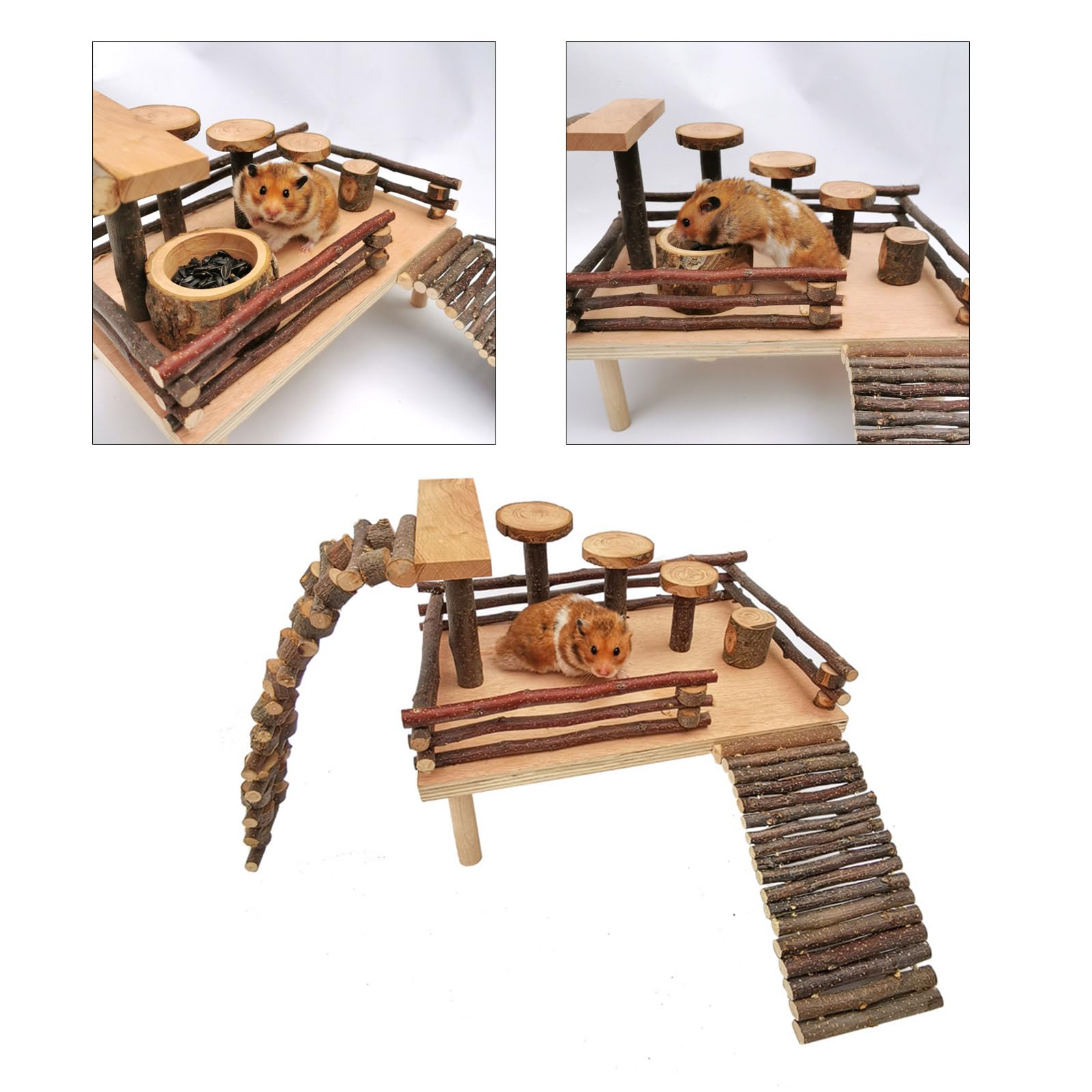 Hamsterkäfig Leiter Spielzeug für kleine Haustiere Holz Plattform Eichhörnchen Käfig Spielzeug Zubehör Kleintier Kletterspielzeug
