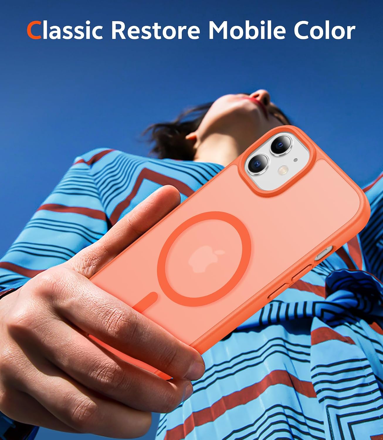 FNTCASE for iPhone 13 Mini Case: iPhone 12 Mini Case Matte Magnetic Phone Cases Compatible with Magsafe Slim Anti Yellowing Military Grade Drop Rugged Protective Translucent Cell Cover (C-Orange)