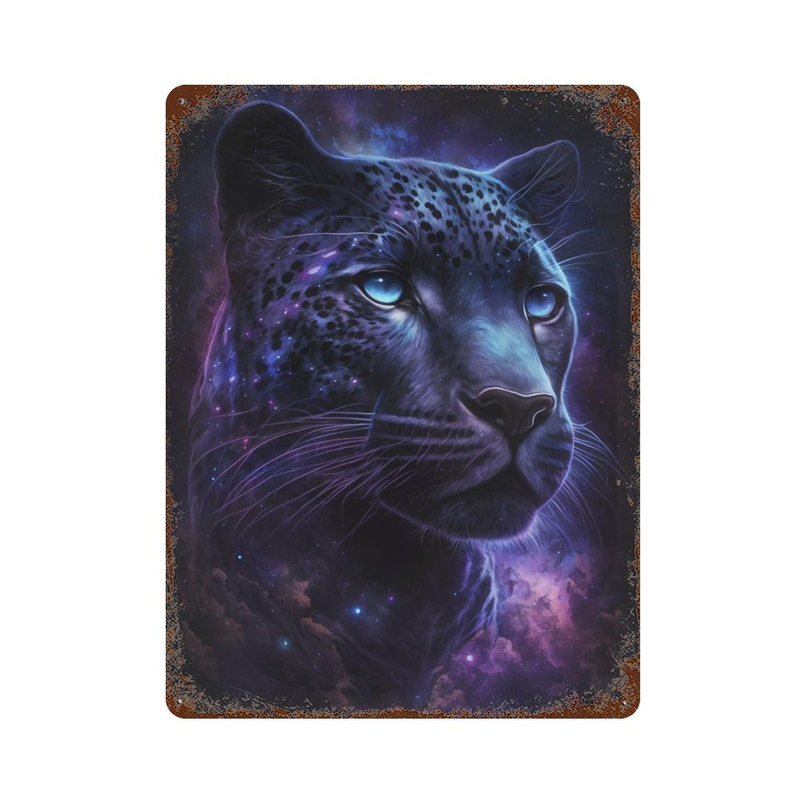 Galactic Leopard Portrait-9 Decorative Tin Sign 15.7"x11.8", Rustic Home Decor for Cafe, Home Bar And Lounge Decor