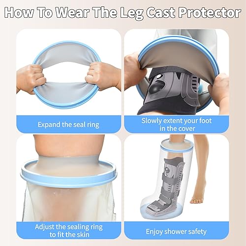 Miniatura 4 de KT6103-WL - Funda fundida para patas de ducha extra grande con parte inferior acolchada antideslizante, protector de pierna para adultos, protector