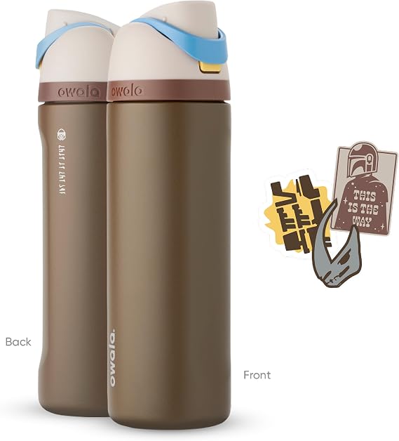 Owala Star Wars FreeSip Insulated Stainless Steel Water Bottle with Straw for Sports and Travel, BPA-Free, 24-Ounce, Mandalorian