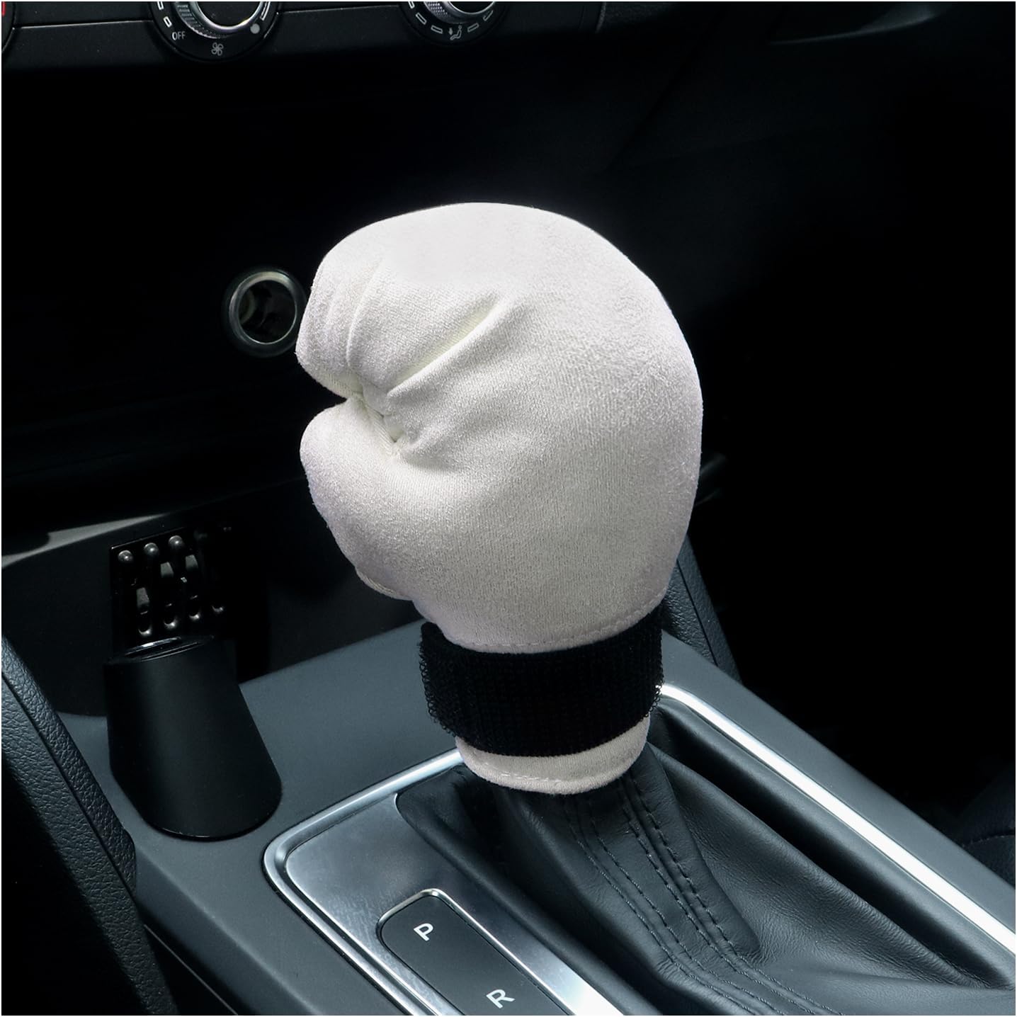 AokdomCar Gear Shift Cover,Unique Boxing Shift Knob Cover for Decorate & Protect Car Interior Accessories,Soft Plush Stick Shift Cover Fits Car Truck SUV with Manual/Automatic Shift Knob (Beige)