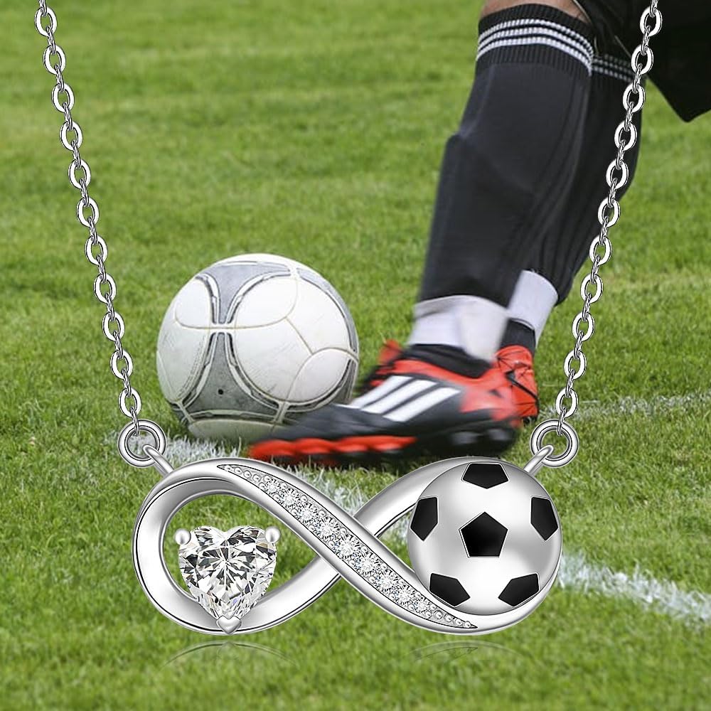 Fenthring Football Necklace for Women 925 Sterling Silver Soccer Necklace Infinity Soccer Football Necklaces Womens Mothers Day Christmas Gifts Jewelry - Image 8