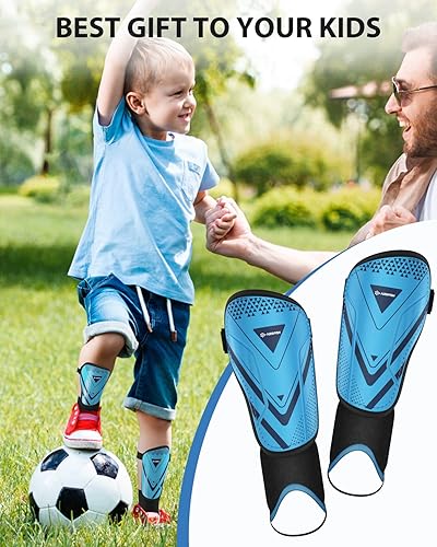 Miniatura 4 de Espinilleras de fútbol mejoradas para niños, jóvenes y adultos, mangas protectoras de espinilleras AirsFish con certificación CE, equipo de