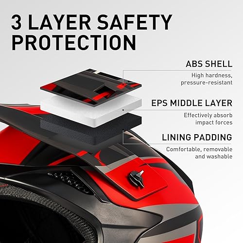 Miniatura 3 de SPARK - Casco de motocross para adultos, casco para bicicleta todoterreno, motocicleta de cara completa, bicicleta de montaña, E-Bike, BMX, MX, ATV,