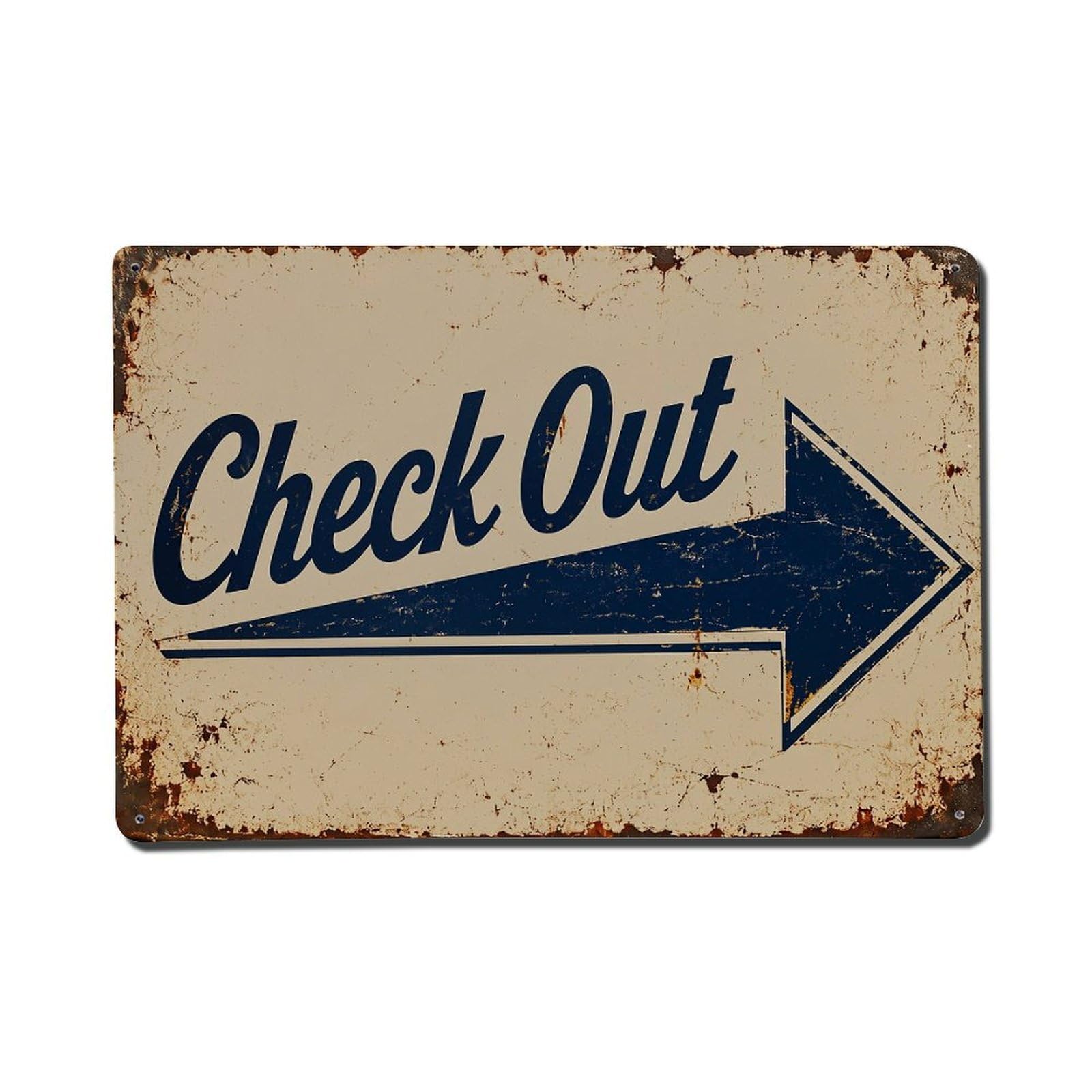 Jdfenggu Vintage Check Out Arrow Sign Pattern(2) Retro Metal Tin Sign, Metal Poster For Bar, Home, Man Cave, Kitchen, Laundry Room Art Decor 8X12 Inch