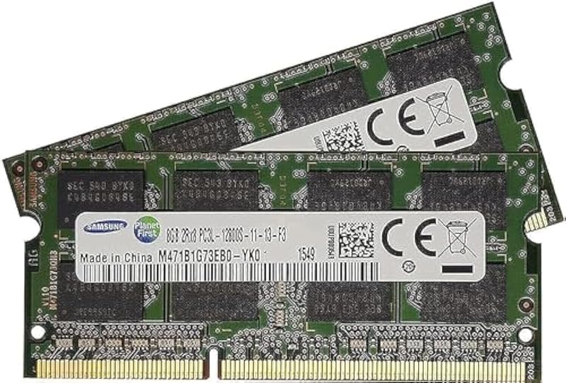 Samsung Módulo de memoria RAM de 16 GB (2 x 8 GB) SODIMM de 204 pines, DDR3 PC3L-12800, 1600 MHz para portátiles (M471B1G73EB0-YK0 x 2)