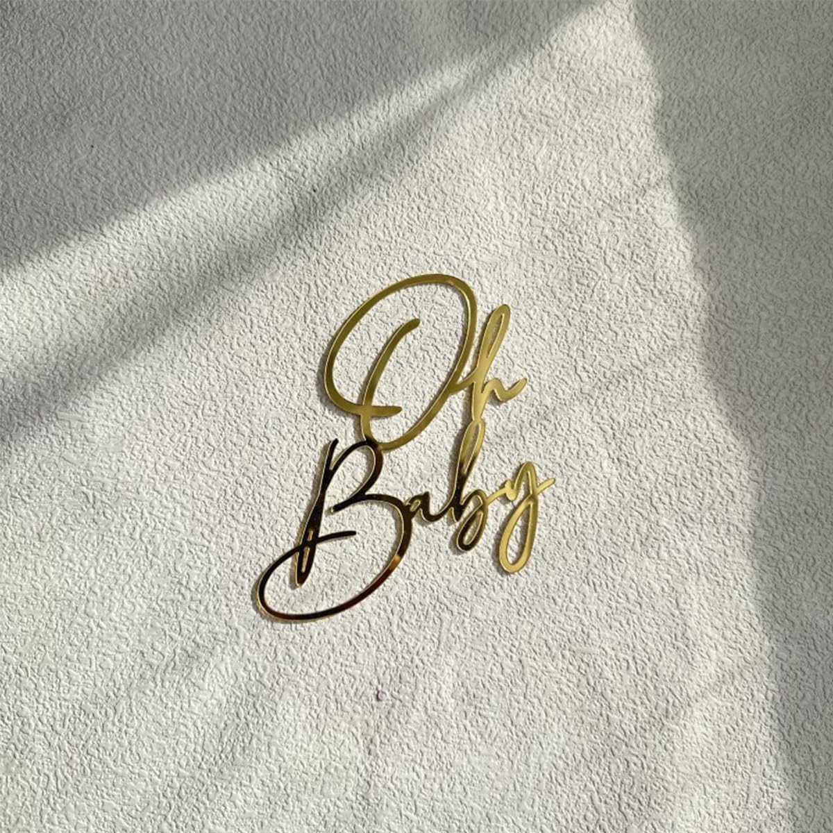 Oh Baby Cake Topper 8 Stück Gold Fußabdrücke Tortendeko Acryl Babyparty