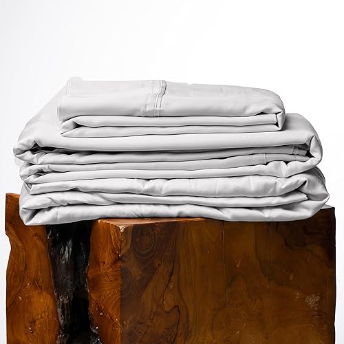 Olive + Crate - Juego de sábanas y fundas de almohada frescas de eucalipto, tamaño matrimonial, 100% fibra Tencel certificada de Austria, ropa de