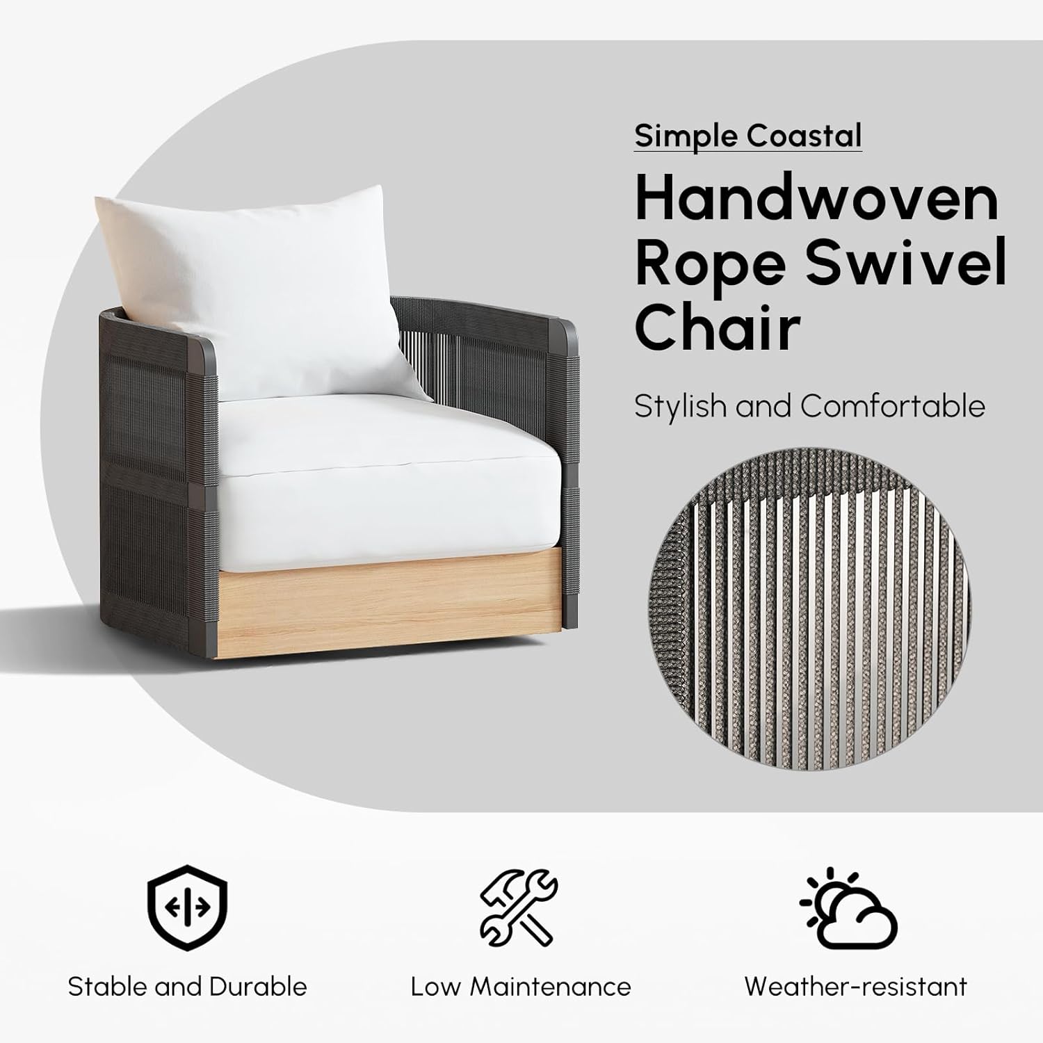 homary Patio Rattan Swivel Chair Pieces of 2, Outdoor Wicker Furniture with Thickened Rainproof Cushion and Aluminum Frame for Garden, Balcony, Indoor, Black and White