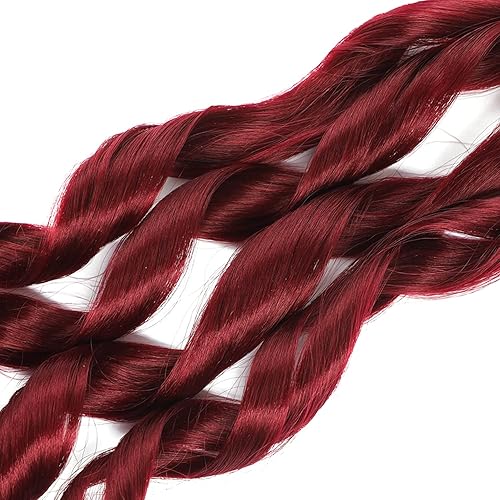 Miniatura 3 de Cabello rizado francés trenzado de 18 pulgadas, 8 paquetes de color burdeos, cabello trenzado hinchable preestirado, extensiones de cabello