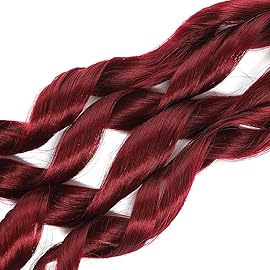 Conrora French Curly Braiding Hair 24 Inch 8 Packs Burgundy Color - Pre Stretched Bouncy Braiding Hair- Loose Wavy Synthetic Hair Extensions For Black Women (24 inch 8 packs, Burgundy)