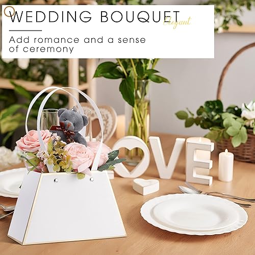 Miniatura 4 de Fuutreo 12 bolsas de regalo de flores para el día de la madre, cajas de flores portátiles de papel para manualidades, cajas de flores con asa de