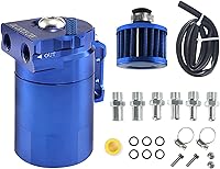 Vista 1 de Lata receptora de aceite de aluminio, kit de lata receptora de aceite con deflector, tanque de reservorio de aceite de 300ml, lata receptora