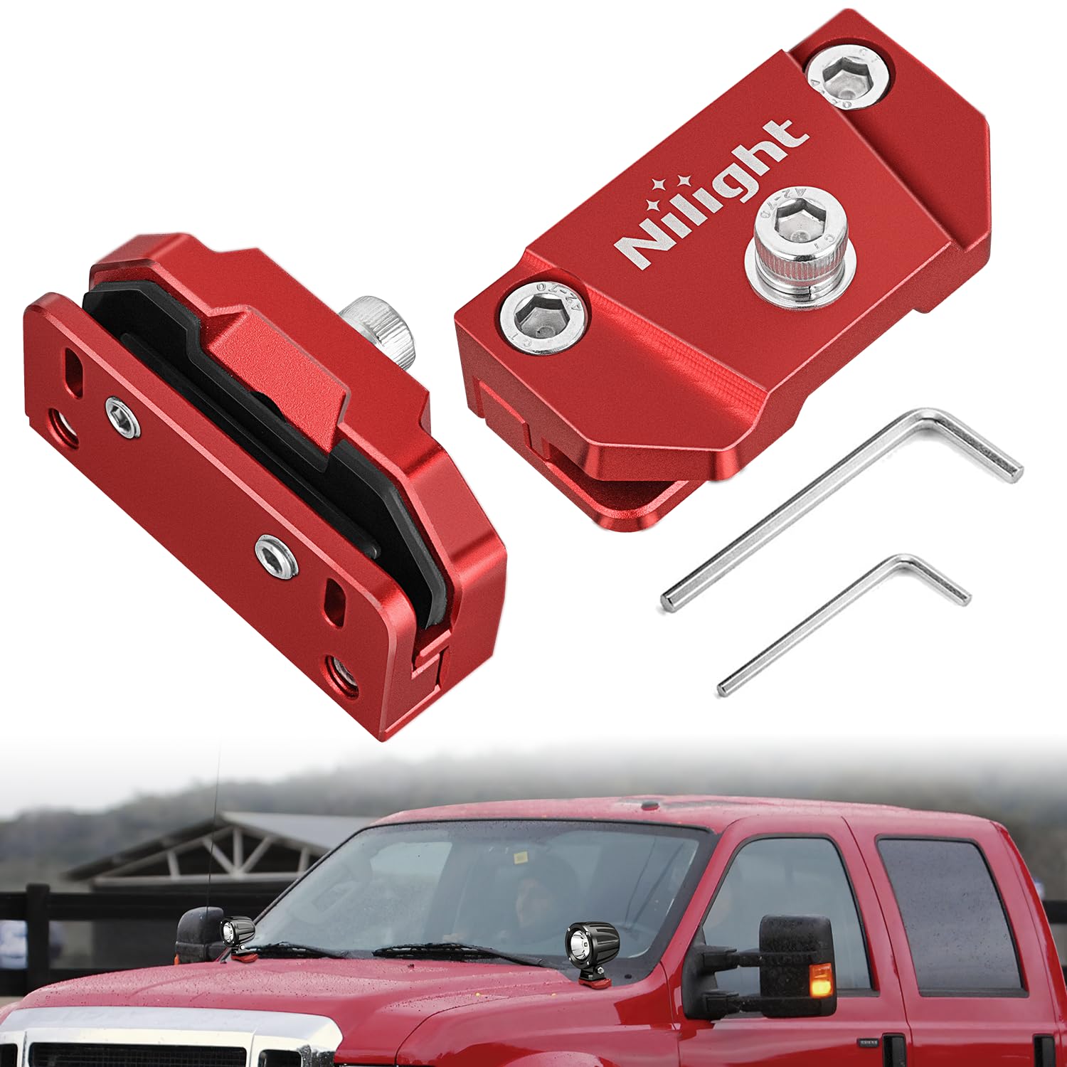 Nilight LED Light Bar Mounting Bracket 2PCS Universal Hood Pods Clamp, Red