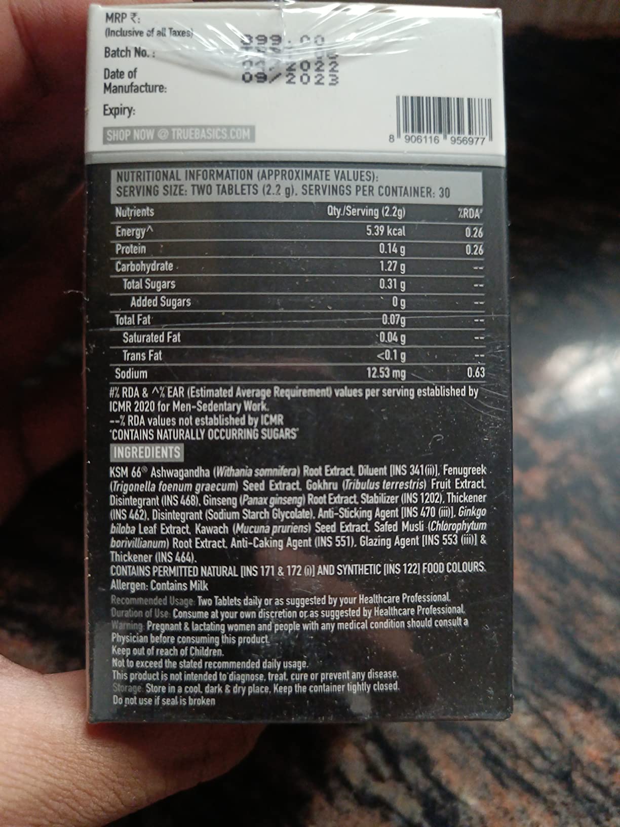 TrueBasics TBoost, Testosterone Supplement for Men (60 Tablets) With