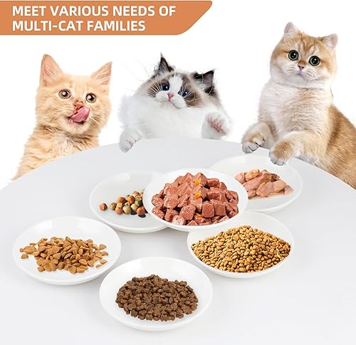 Miniatura 4 de Paquete de 6 cuencos de comida para gatos, cuencos de cerámica para gatos, juego de cuencos antifatiga para gatos, platos de 5.5 pulgadas poco