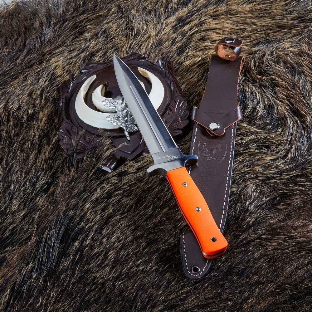 PARFORCE Abfangmesser Sautöter Hatz-Watz Boar Hunter G10 FT Ausführung mit Full-Tang Orange