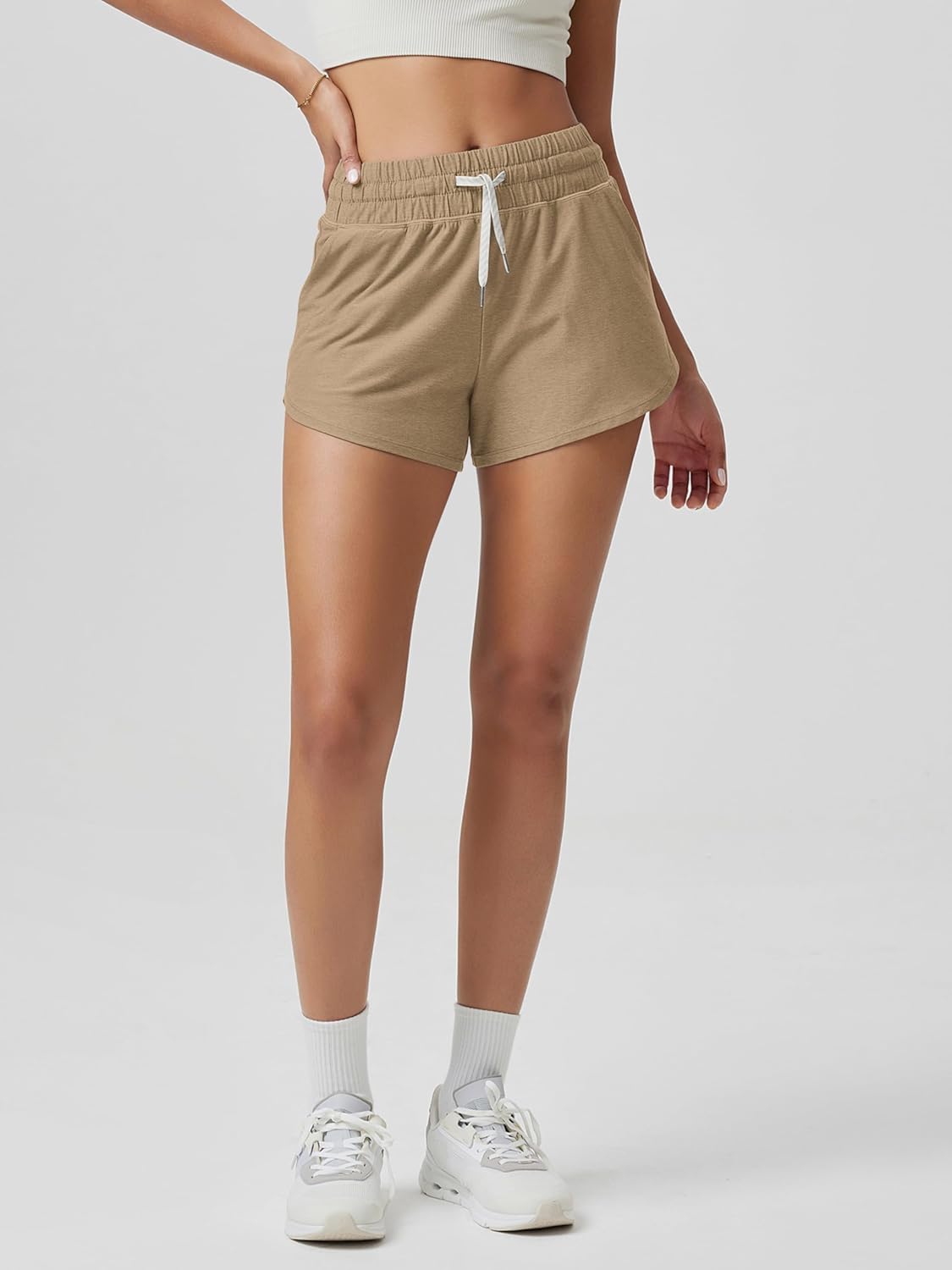 ODODOS Women's Performance Shorts Ultra Soft odSTRATUM Tech Mid Rise Relaxed Shorts with Pocket 3" Inseam Moisture Wicking - Image 2