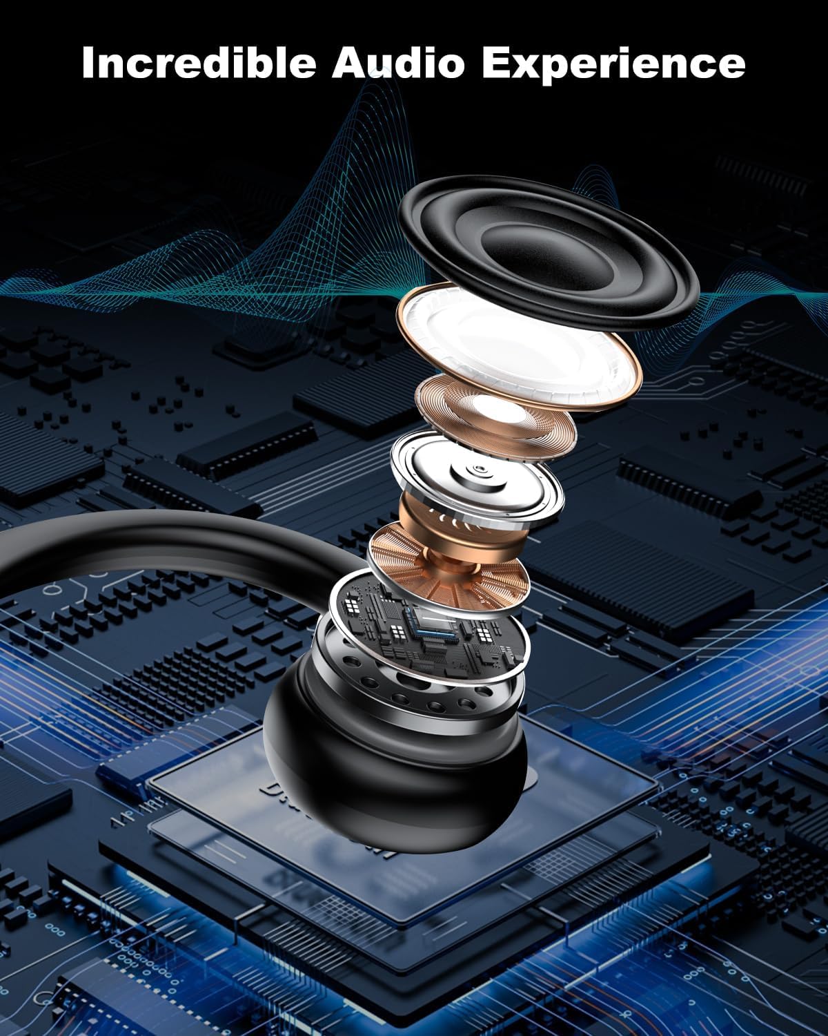 Wireless Bone Conduction Headphones,Bone Conduction Earbuds 10H Playtimes Sports Earphones with Mic,Open Ear Bluetooth 5.3 Headphones,Sweat Resistant Sports Headset for Running,Workout,Cycling Black - Image 5