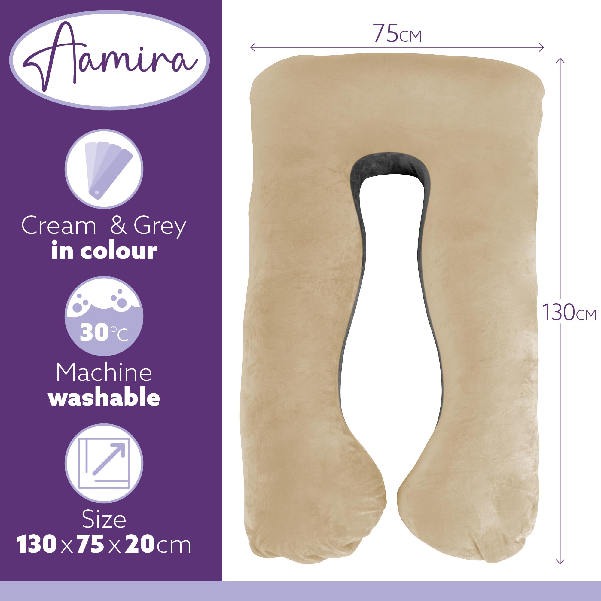 Almohada de Maternidad con Espuma viscoelástica triturada en Forma de U para Soporte de Todo el Cuerpo para Mujeres Embarazadas, con Funda de Terciopelo Lavable a máquina y extraíble