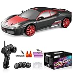Remote Control Car RC Drift Car 2.4GHz 1:24 Scale 4WD 15KM/H High Speed Model Vehicle with LED Lights Drifting Tire Racing Sport Toy Car for Adults Boys Girls Kids Gift 2Pcs Rechargeable Batteries