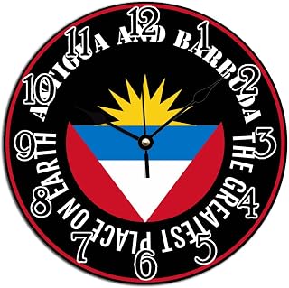 Antigua and Barbuda The Greatest Place on Earth Decorative Wall Clock Flag of Antigua and Barbuda PVC Art Clocks Country National Wall Clocks Battery Operated Clock for Home 10x10in