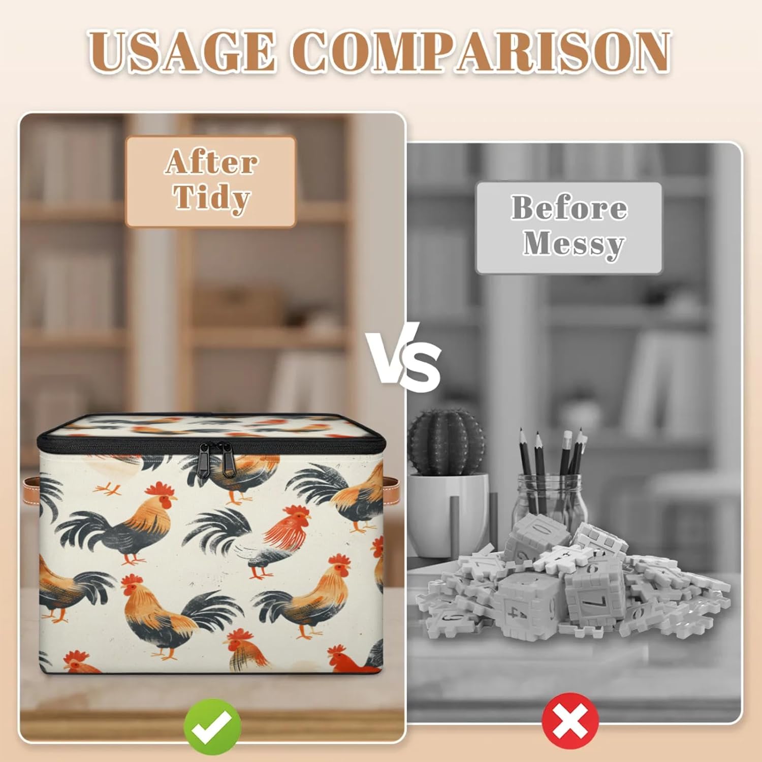 2-Pack Storage bins with lids - 26 quart organizer bins - Collapsible fabric storage bins with sturdy handles and double zipper tops - Versatile for home, toys, dorm rooms