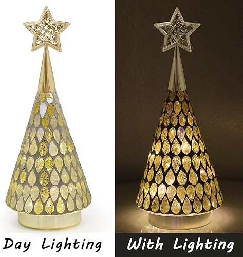 Miniatura 8 de Juego de 2 lámparas decorativas de mesa, lámpara de árbol de cristal rojo, funciona con pilas, luz nocturna inalámbrica para área sin enchufe,