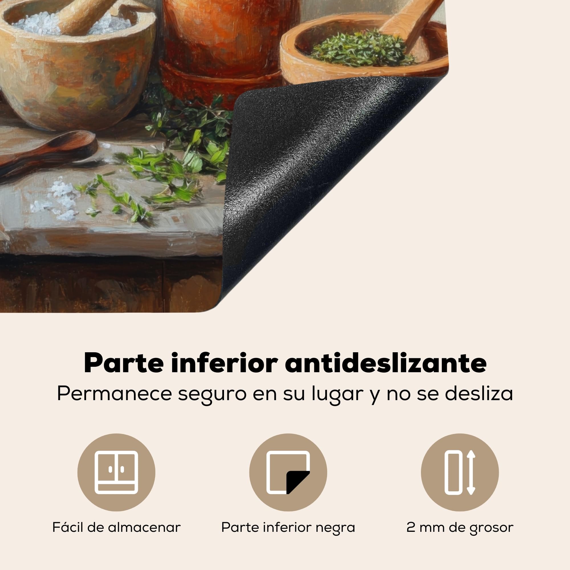 KitchenYeah© Protector Vitroceramica 60x52 cm Tapa para induccion Placa Encimera Cubre de Protectora Cocina Macetas - Hierbas - Madera