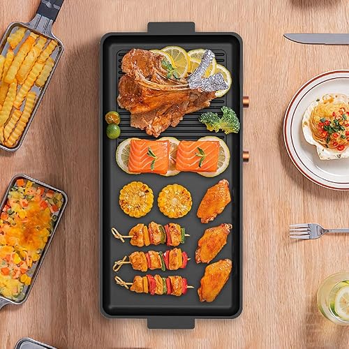 Miniatura 3 de ELECTAKEY Placa de inducción con 2 quemadores y sartén extraíble de hierro fundido antiadherente, doble quemador con doble control de temperatura