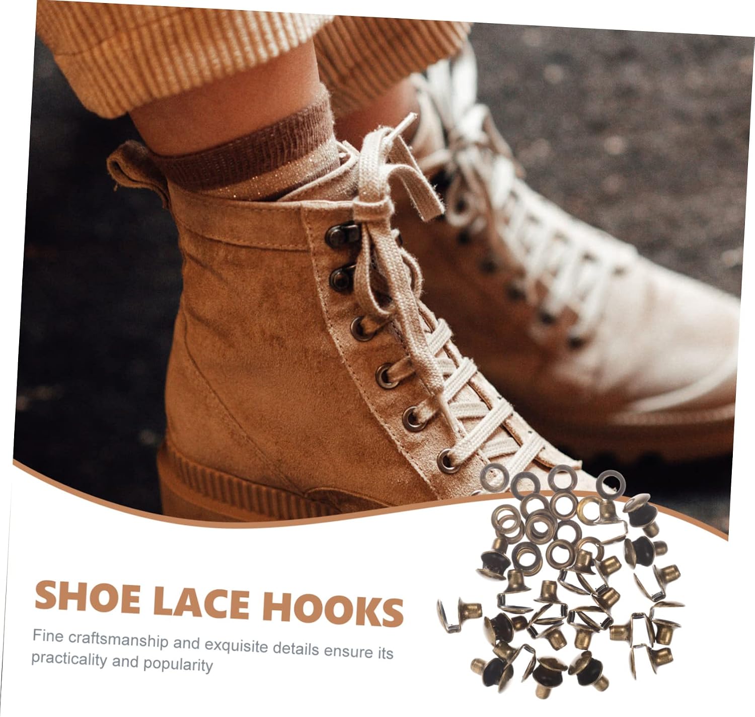 100pcs Shoe Lace Hooks Set Brass and Buckles for Easy Installation for Boot Repair and Shoe Accessories