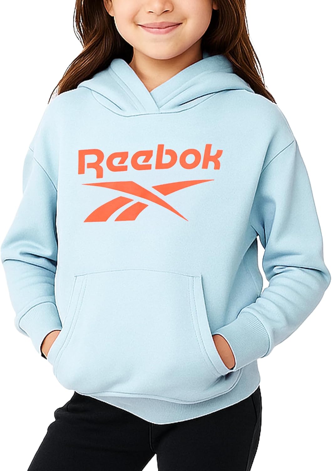 Reebok Girls Hoodie - Soft Cozy Midweight Fleece Girls Pullover Sweatshirt - Casual Fashion Kids Hoodie Fall Winter Clothes