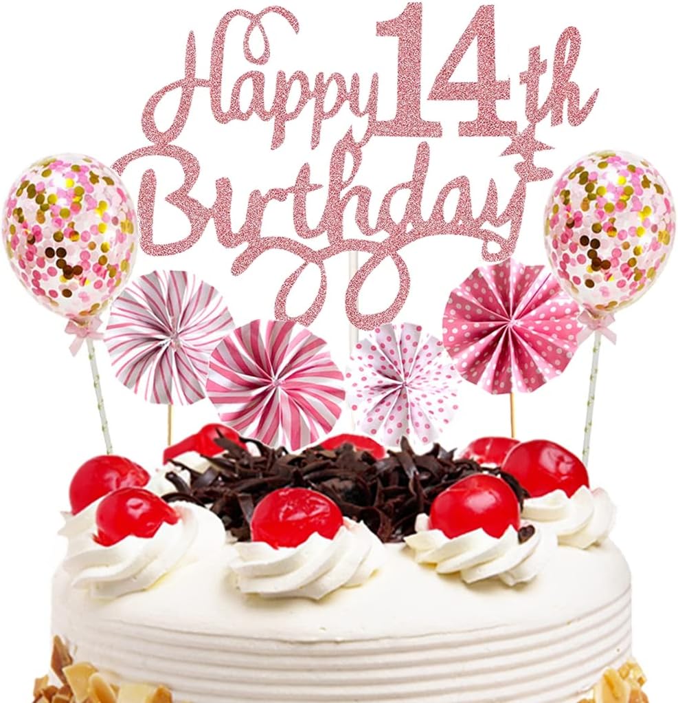 Conruich Tortendeko 14. Geburtstag - Cake Topper Set Mit Ballons Und Sternen