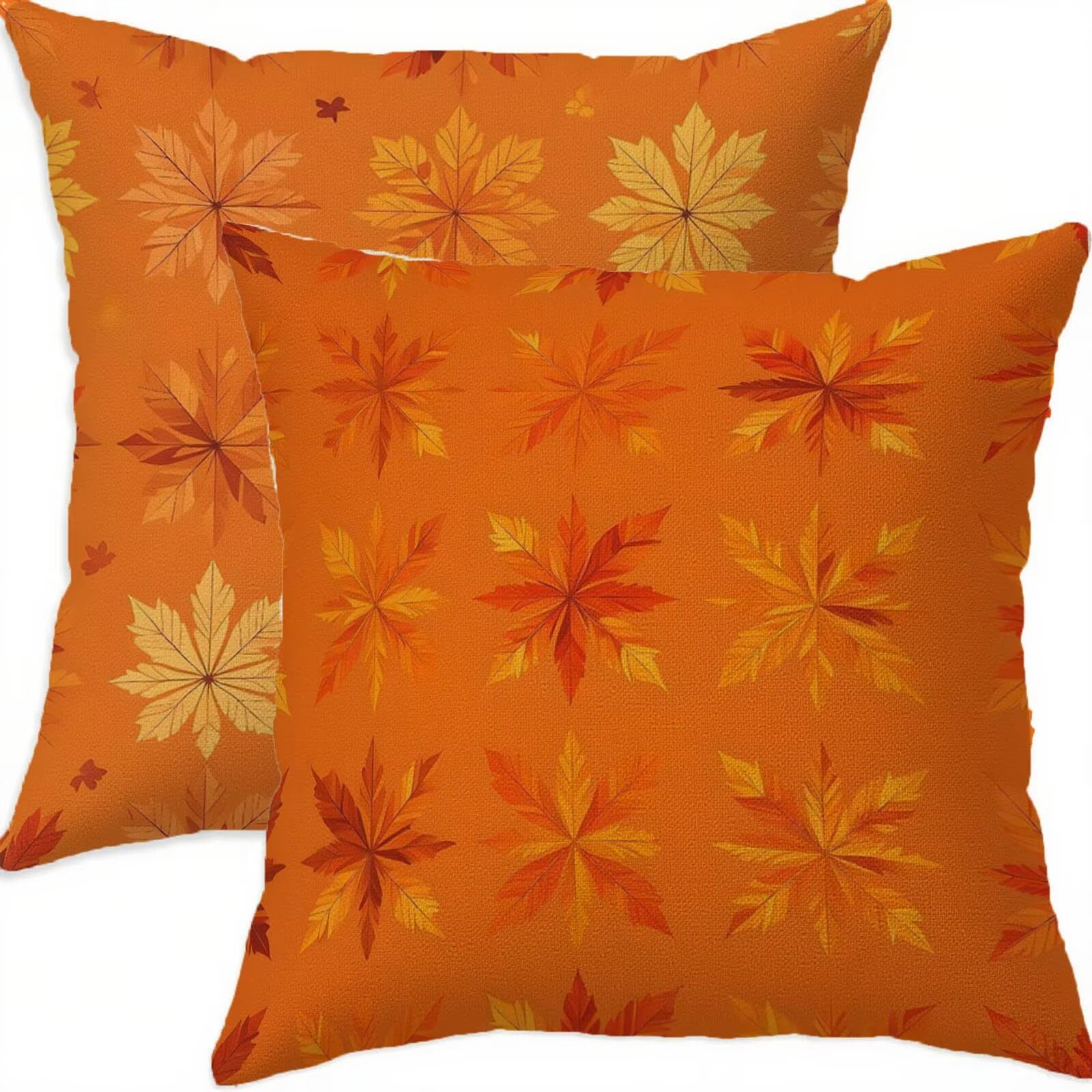 Housse coussin 70x70cm orange lin lot de 2 taies oreillers canapé patio