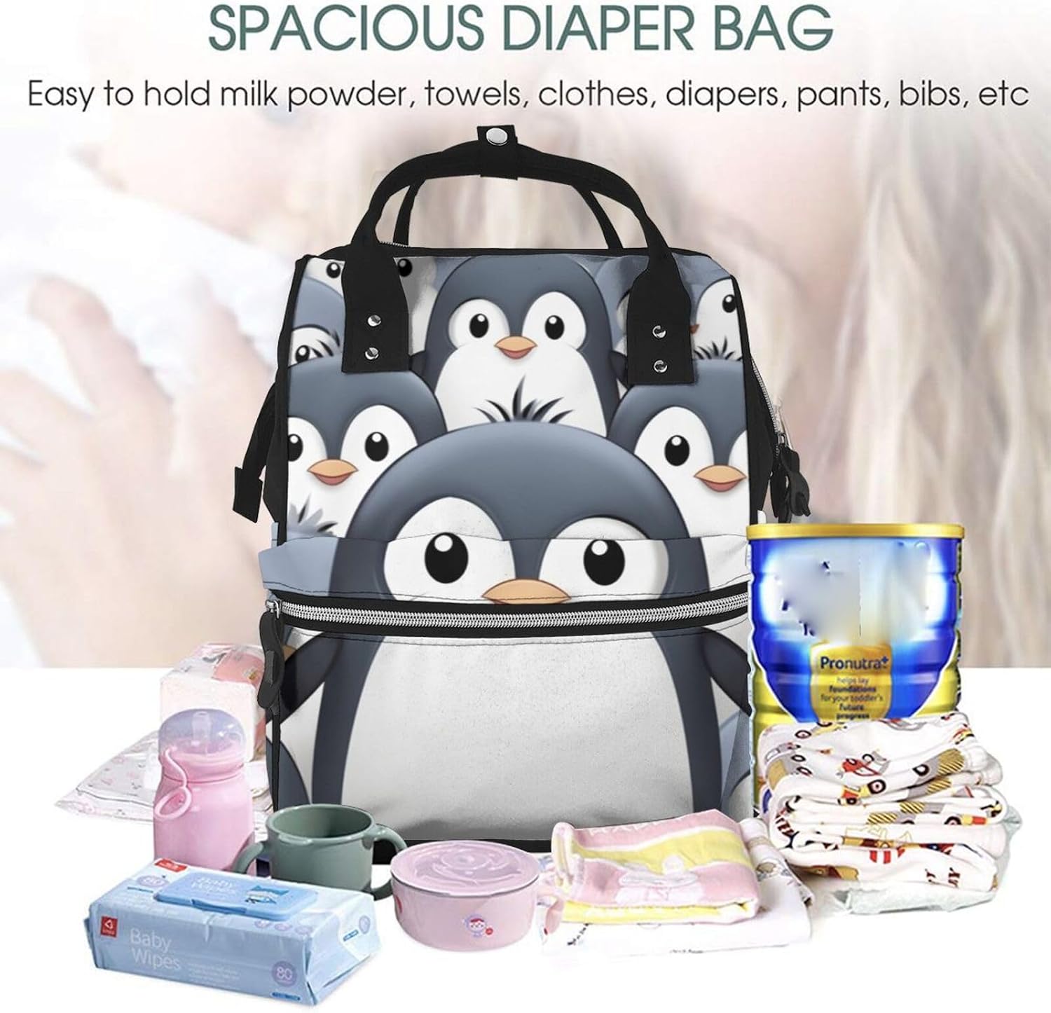Cute Penguin Diaper Bag Backpack Mommy Bag Multifunction Travel Maternity Baby Changing Bags image 5