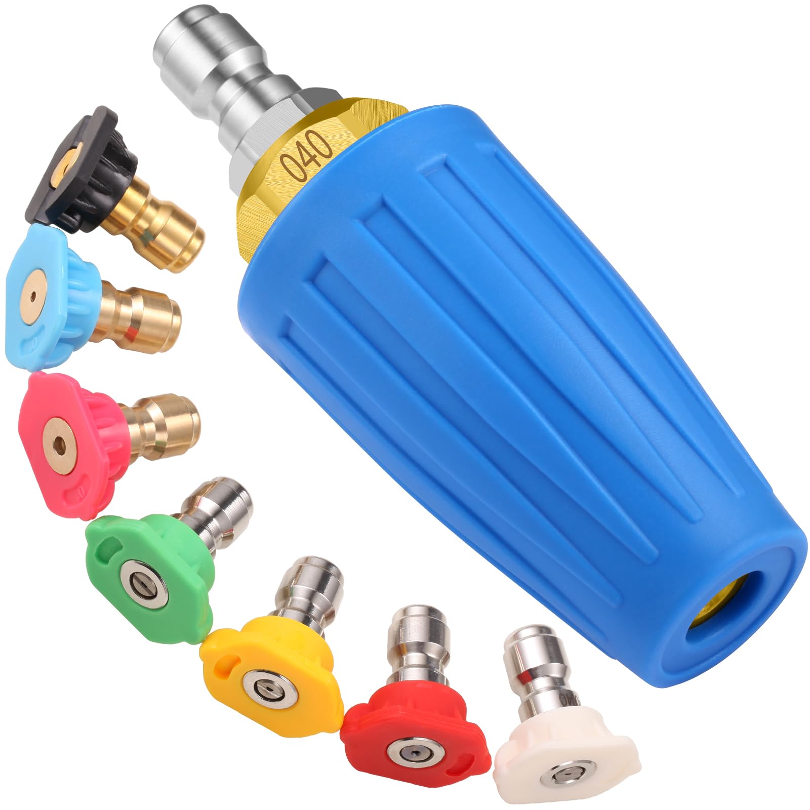 Pressure Washer Quick-Connect Nozzle Set - 4 Tips (0°, 15°, 25°, 40°) For Multi-Surface Cleaning