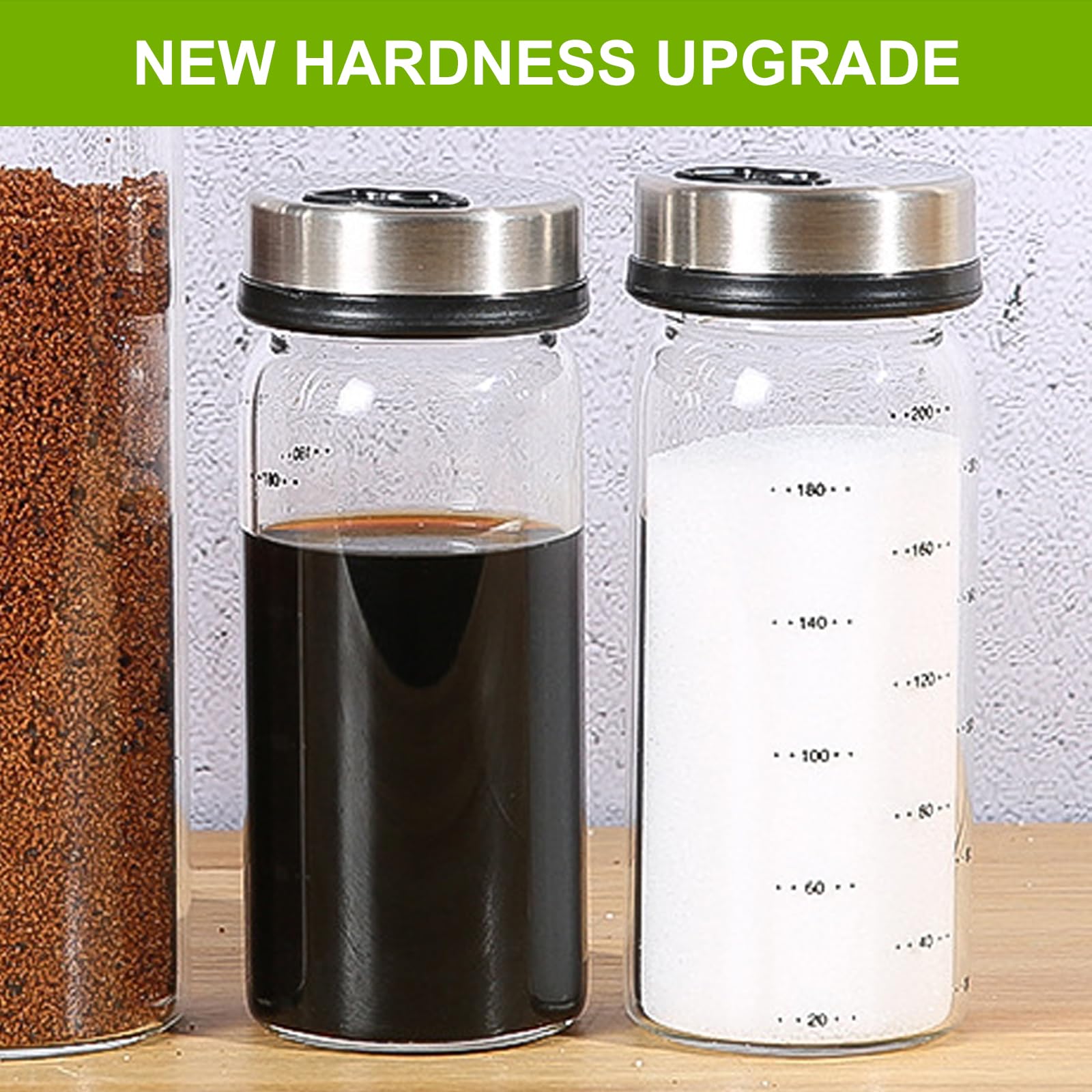 Barattoli Per Spezie Da 200 Ml - Set Di 2 Con 3 Tipi Di Fori, Vetro Borosilicato E Acciaio Inox - Foto 7