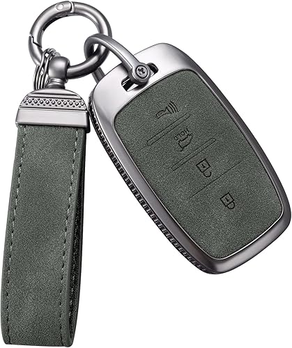 YO&YOYE Compatible con Kia - Funda para llavero de piel con llavero protector para llave Kia Forte Koup NIRO Optima Rio Sorento Soul Sportage, verde