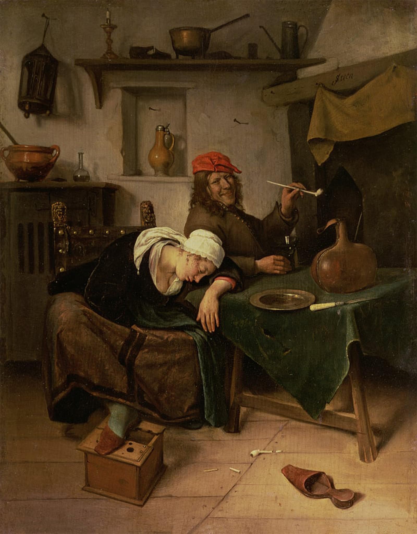 ARTXLXXBN Famous Prints Artwork Pictures Poster Painting Art the Idlers by Jan Havickszoon Steen Artwork Landscape Pictures for Home Decor 60x90cm