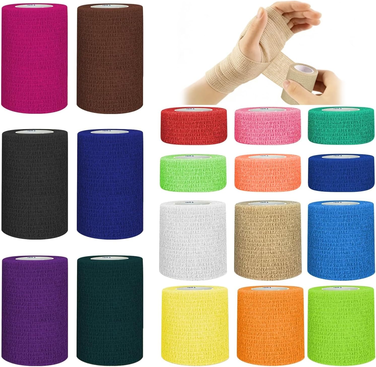 BIRDDIE 18 Packs 1"/2"/3" Multicolor Self Adherent Bandage Wrap