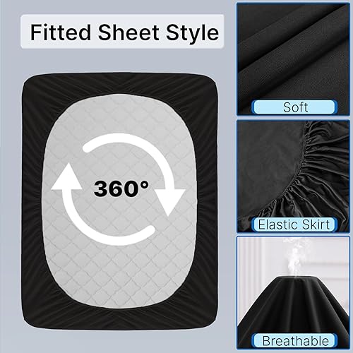 Miniatura 3 de Protector de colchón tamaño Queen, funda de colchón impermeable con bolsillo profundo de 18 pulgadas, estilo sábana bajera, silencioso,