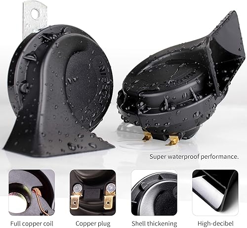 Miniatura 9 de FARBIN Bocina compacta de 12 V para coche, alta tono, 510 Hz, impermeable, cuerno de caracol eléctrico, universal para cualquier vehículo de 12 V